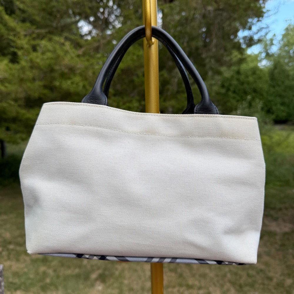Burberry Blue Label 1990s Cream Authentic Tote Bag Vintage Preppy Minimalist